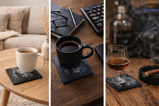 Lion Head Slate Coaster – Natural Slate • Enhanced Detail Finish