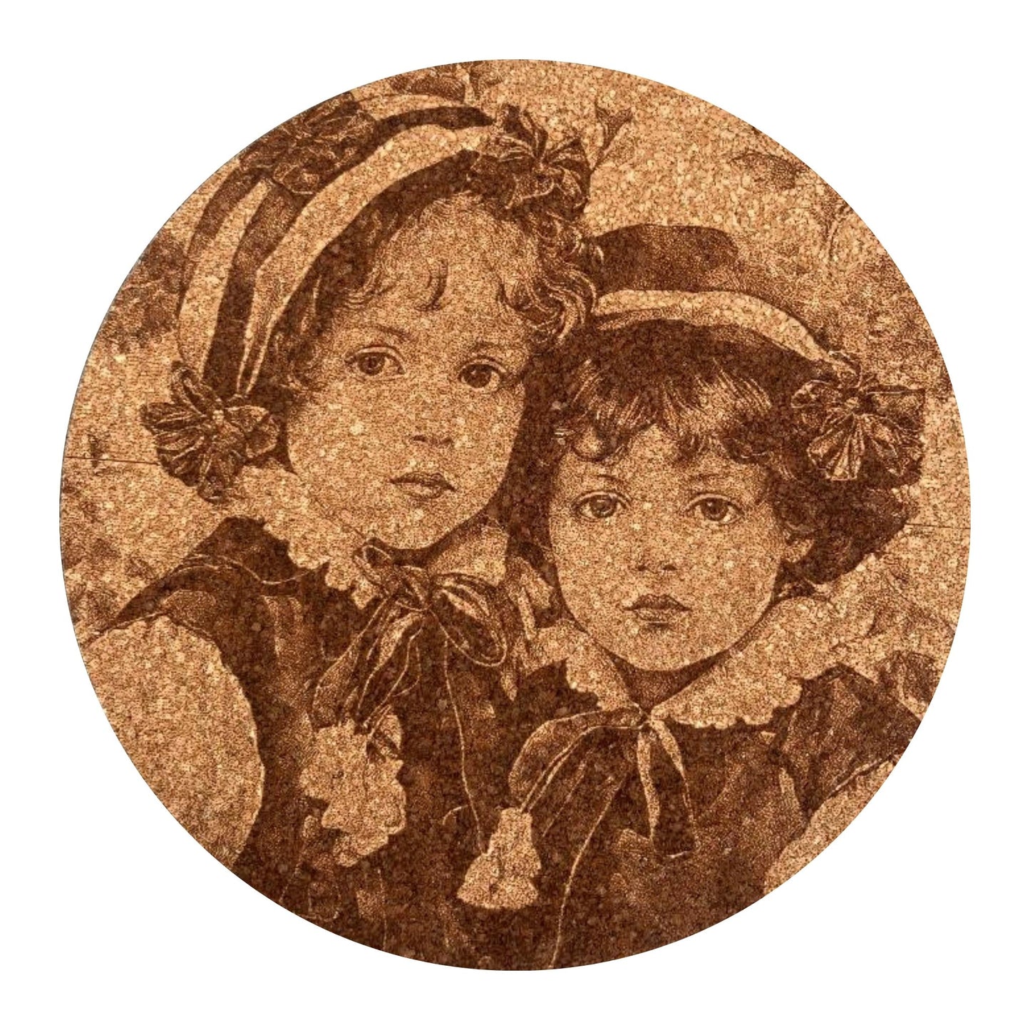 Engraved Cork Coaster - Vintage Children Illustration